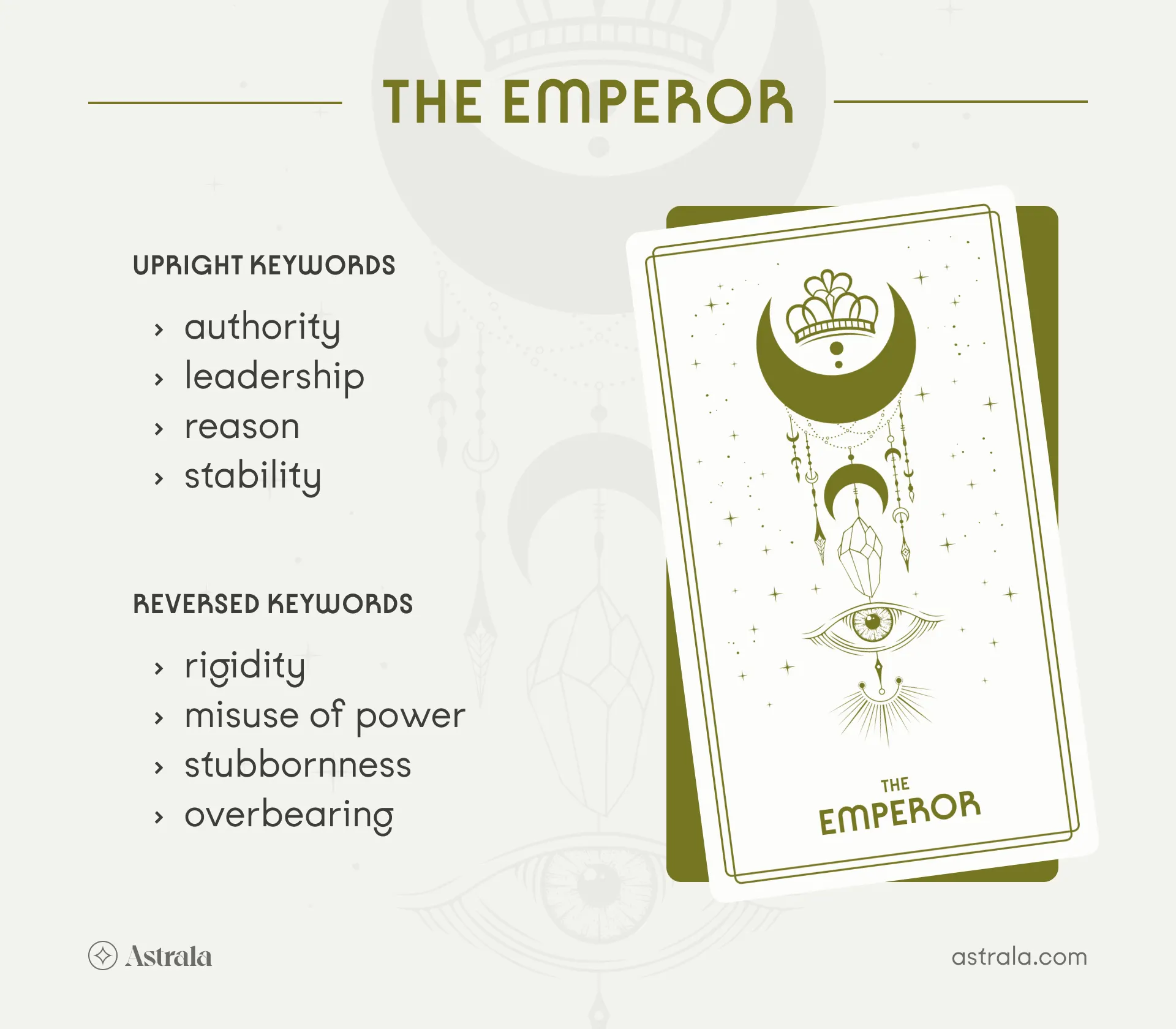 The Emperor Tarot Card Upright and Reversed Keywords