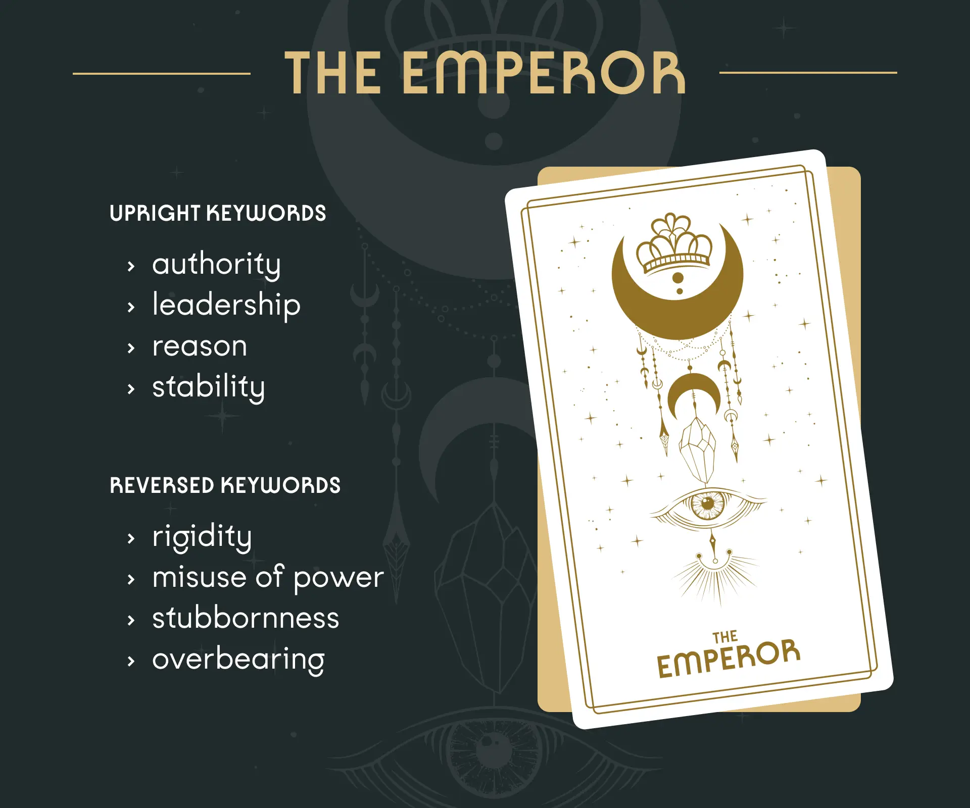 The Emperor Tarot Card Upright and Reversed Keywords