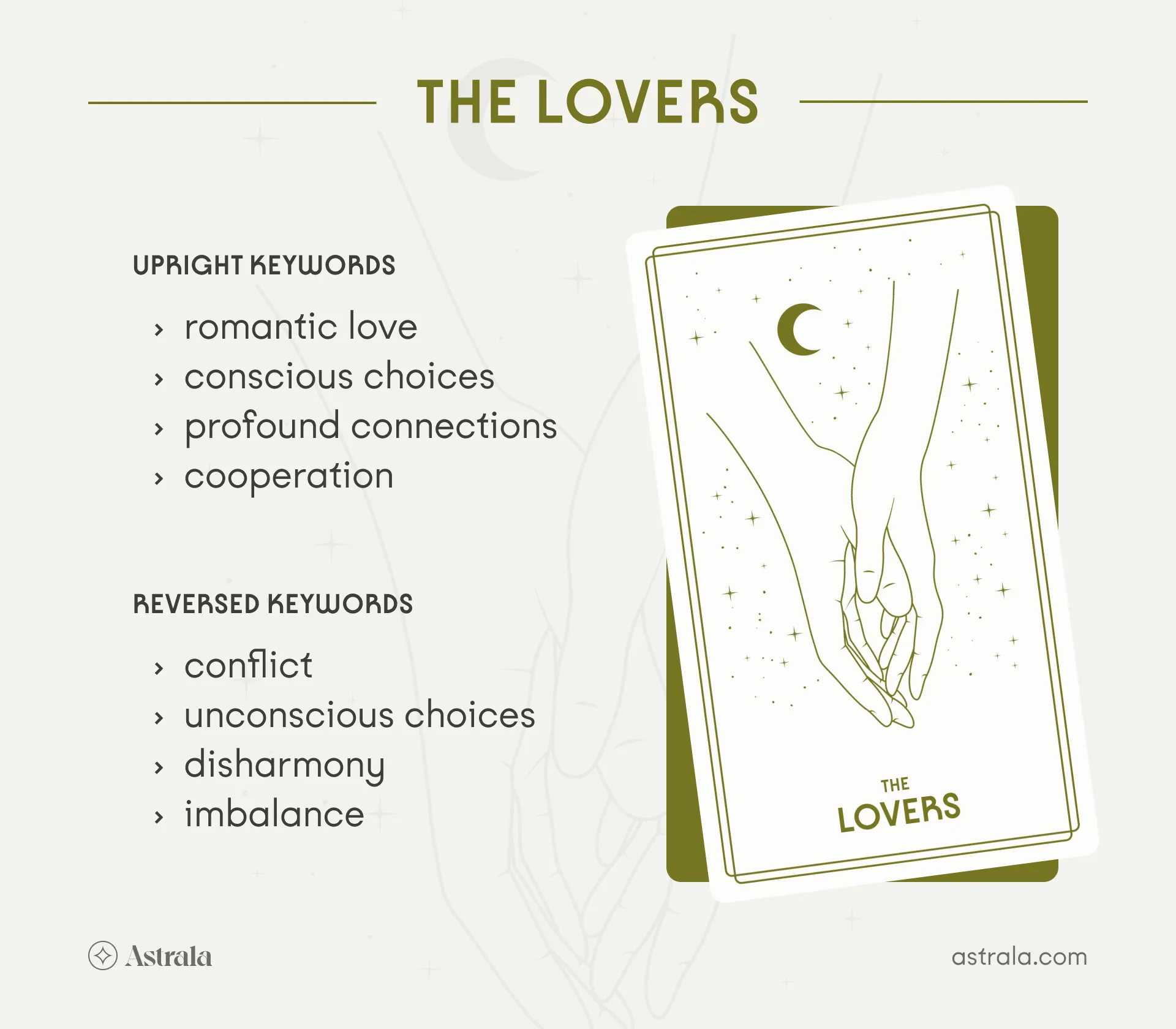 The Lovers Tarot Card Upright and Reversed Keywords