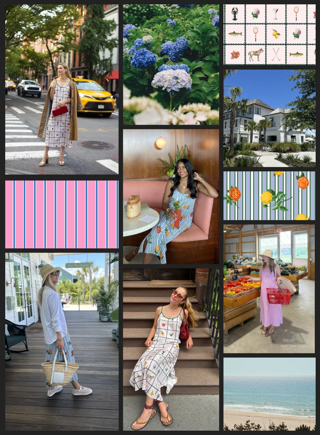 A collage with the new slip dress