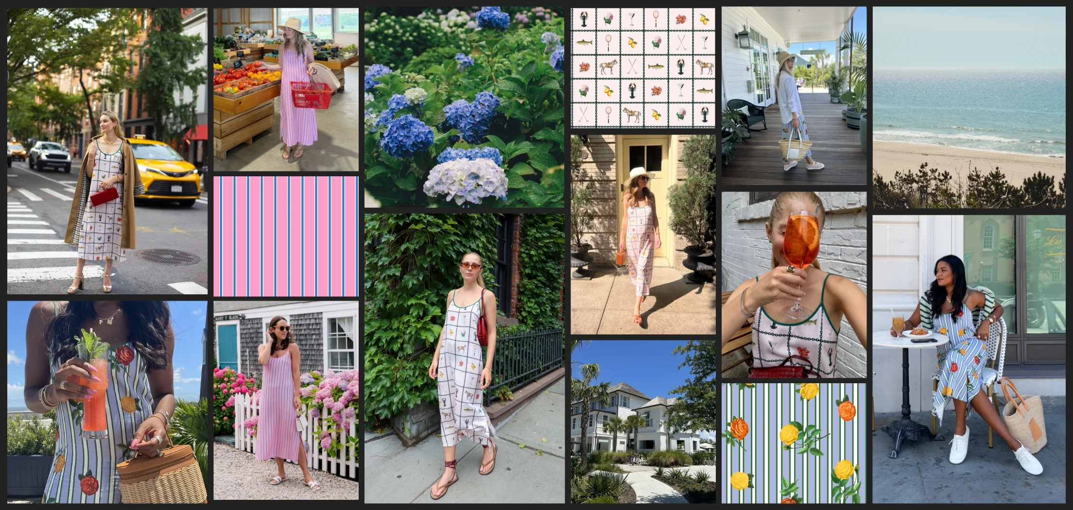 A collage with the new slip dress