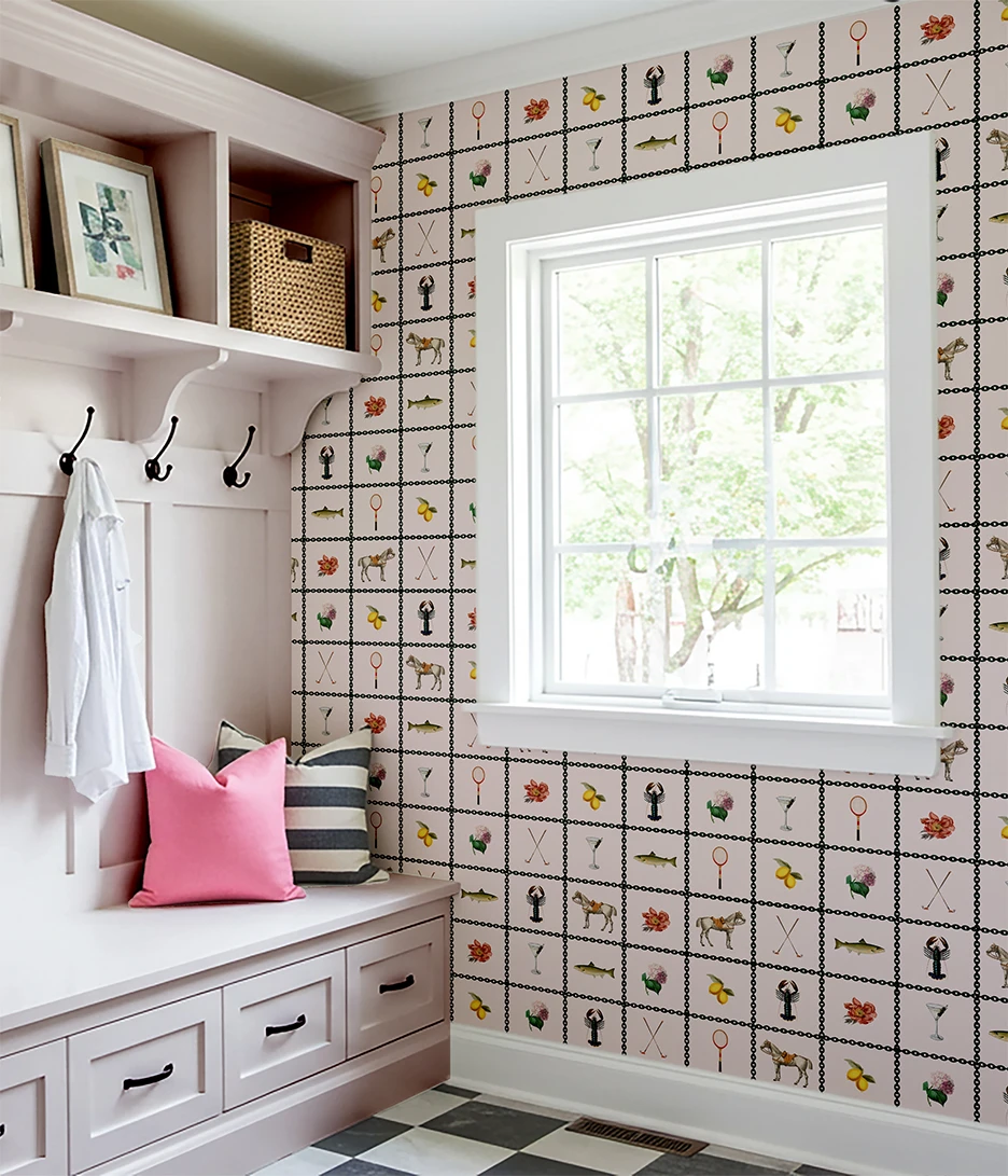 an image of a bedroom with the remy dabs wallpaper