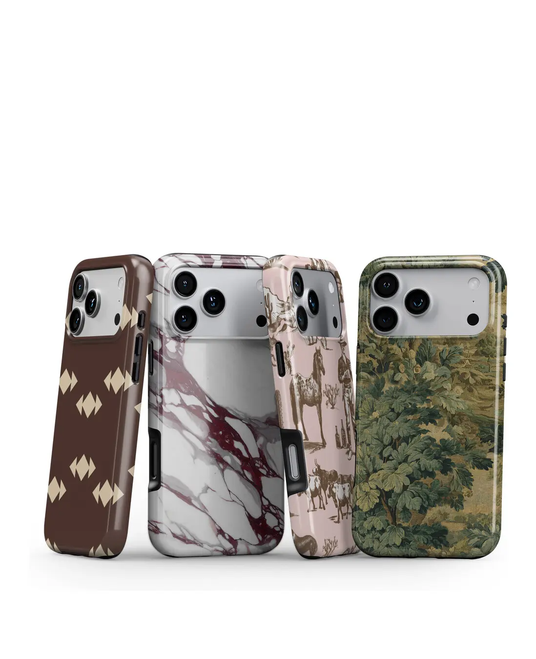Four iPhone 18 cases in new fall prints: Mesa, Marble, Marfa Toile and Tapestry