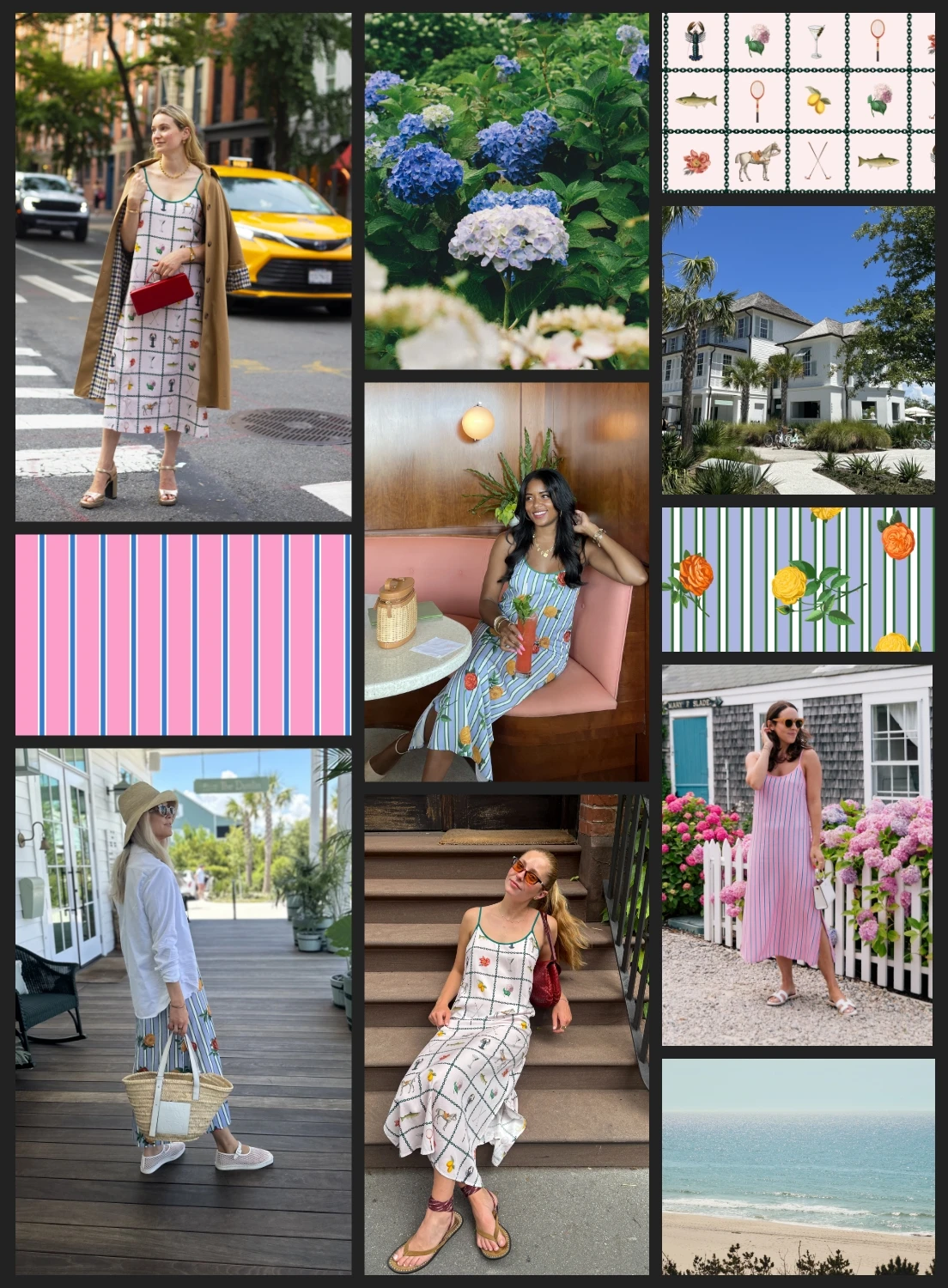 A collage with the new slip dress