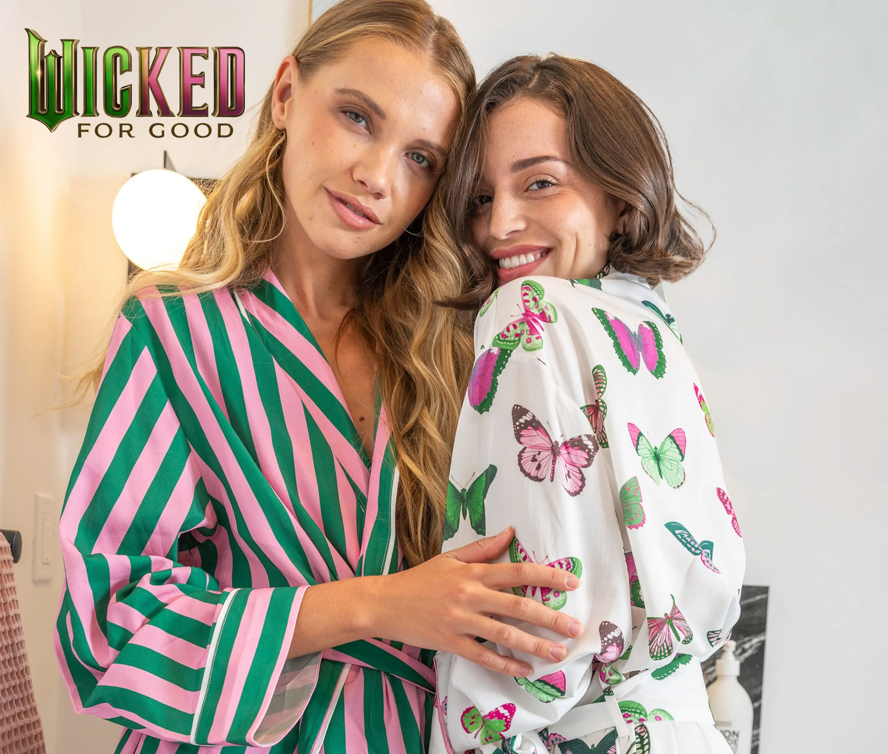 two women wearing the katie kime x wicked collection lounge robes