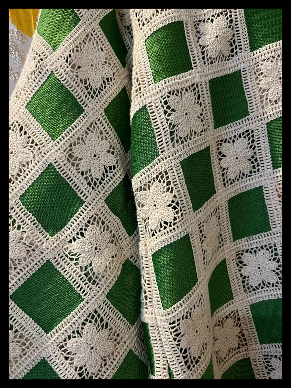 green detailed fabric