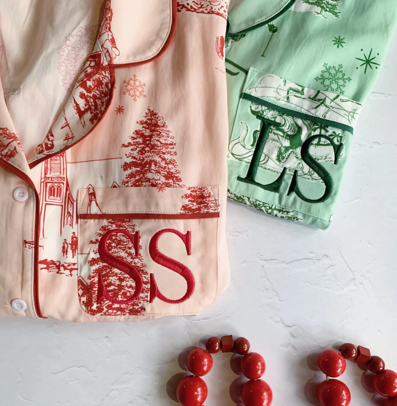 monogrammed holiday sleepwear