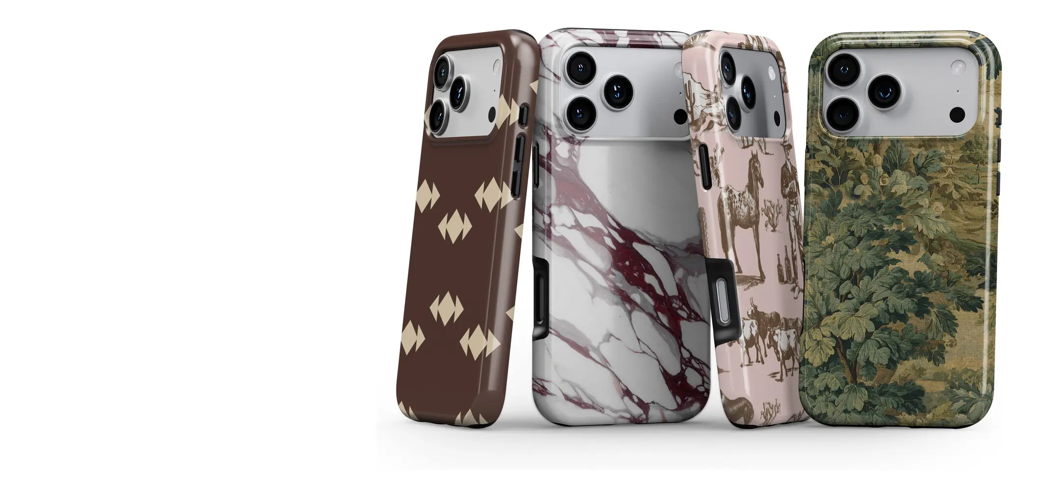 Four iPhone 18 cases in new fall prints: Mesa, Marble, Marfa Toile and Tapestry