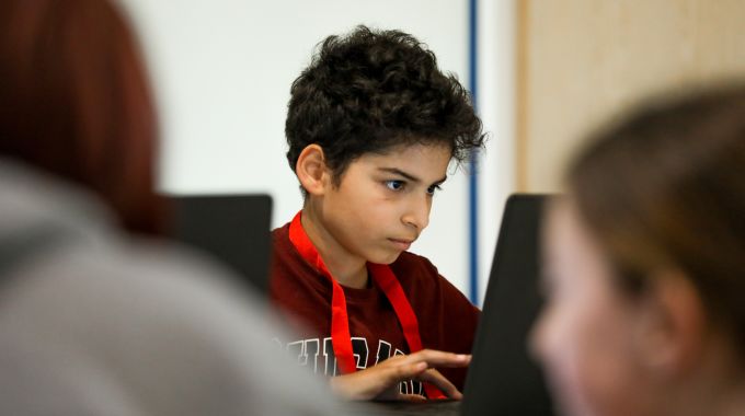 Boy on laptop CoderDojo Wyton