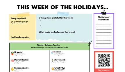 Thumbnail image for the Summer Wellbeing Planner resource.