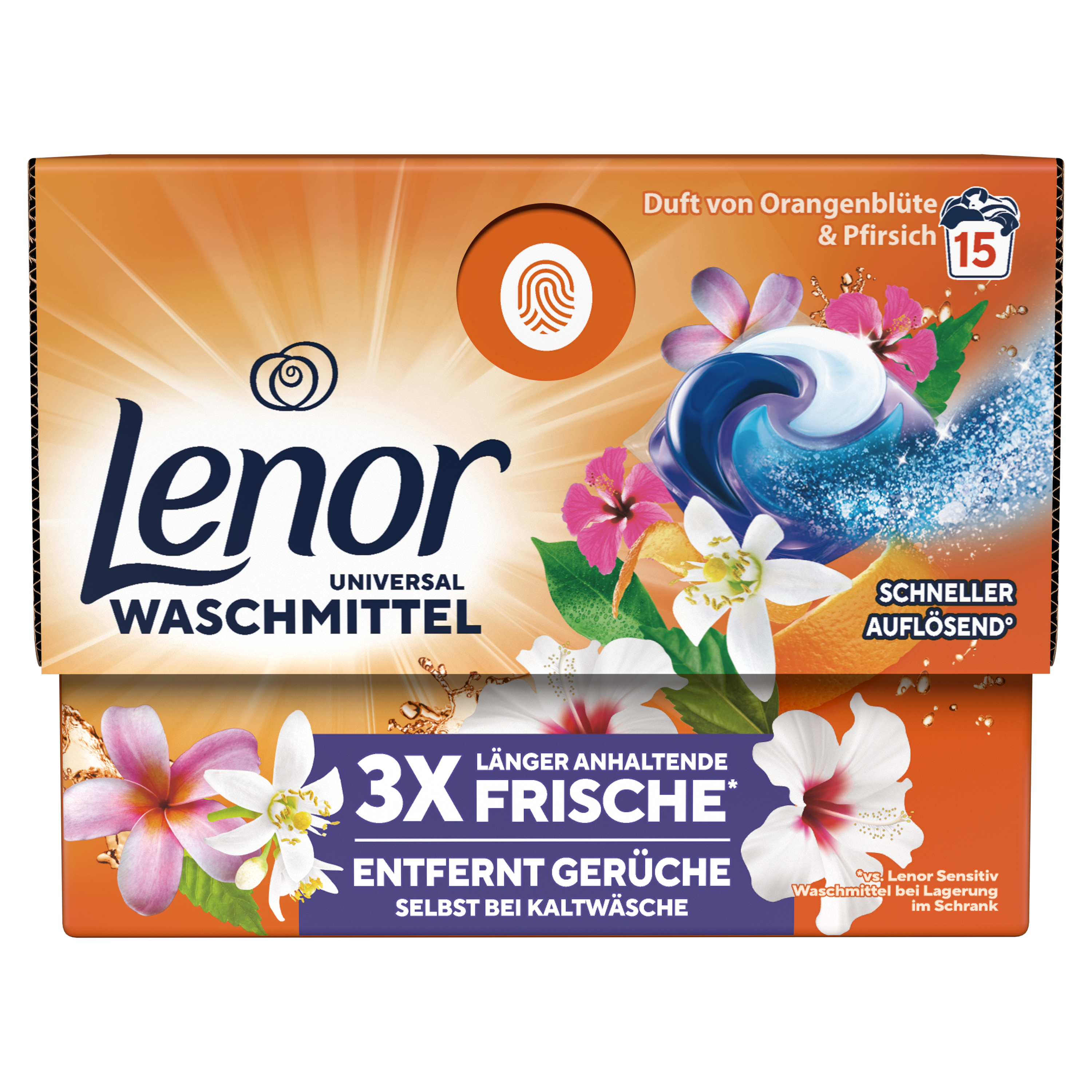 Lenor Waschmittel-PODS Orangenblüte & Pfirsich – 15 WL