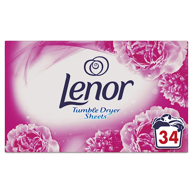 Lenor Tumble Dryer Sheets, Pink Floral Design, 34 Sheets