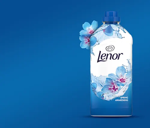 Lenor Spring Awakening Bottle On Bold Blue Base