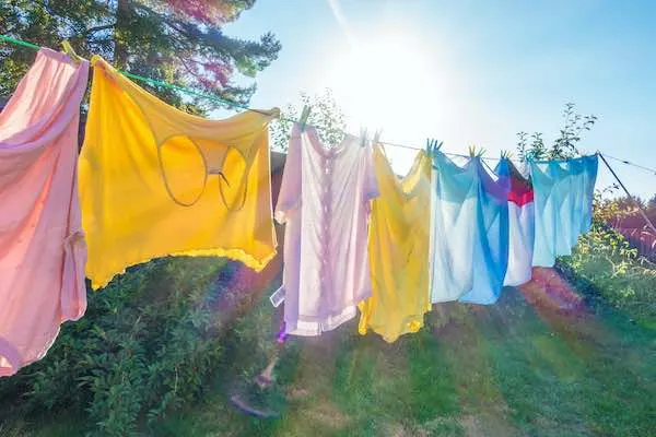 Colorful Clothes Drying On A Line In The Sun