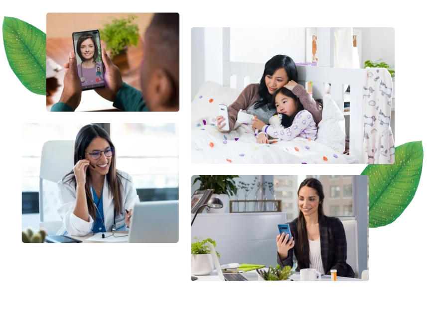 A set of 4 images showing people on video calls.