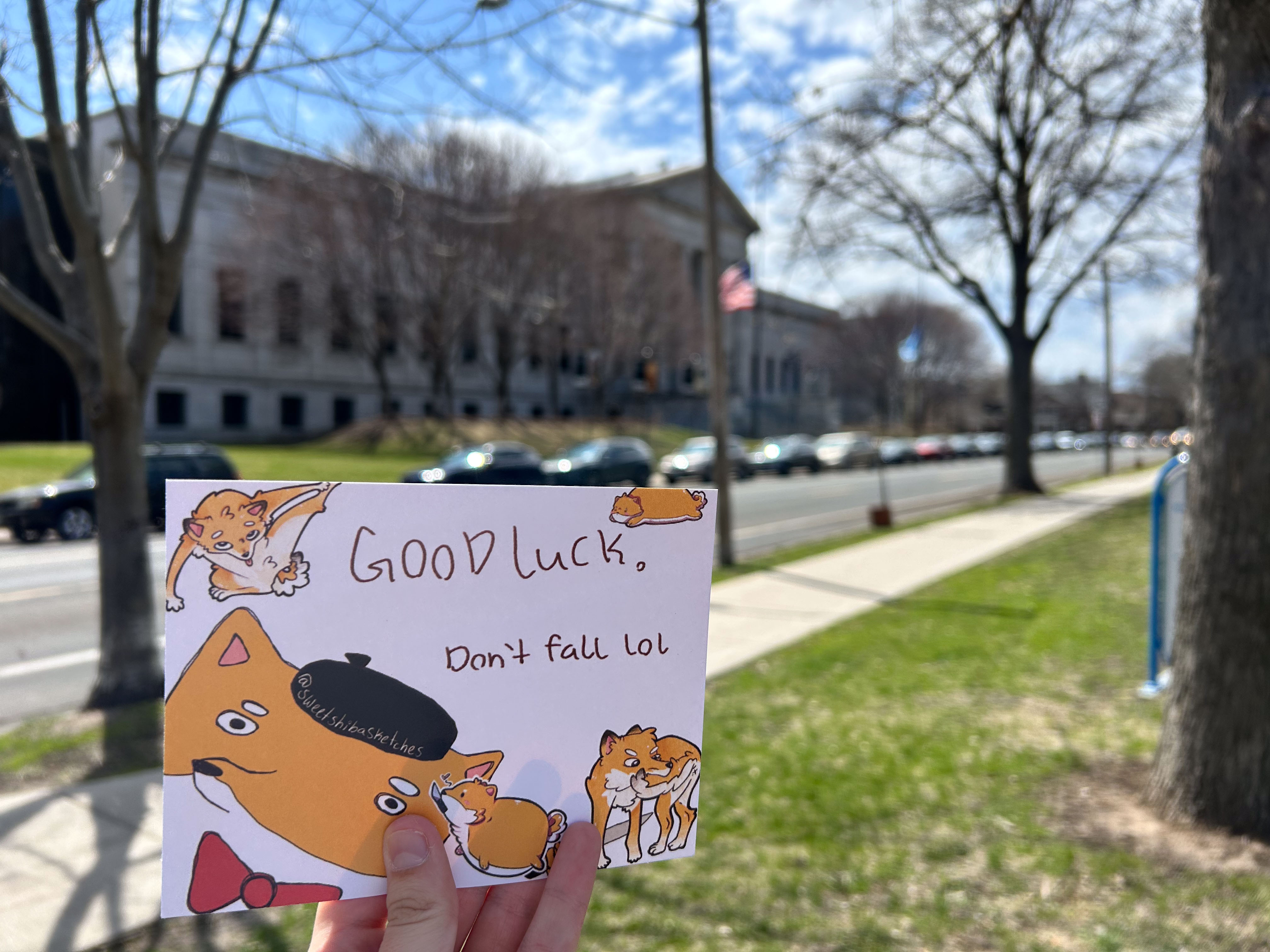 Mimi card appearing during the MCAD Games in front of The Minneapolis Institute of Art. 