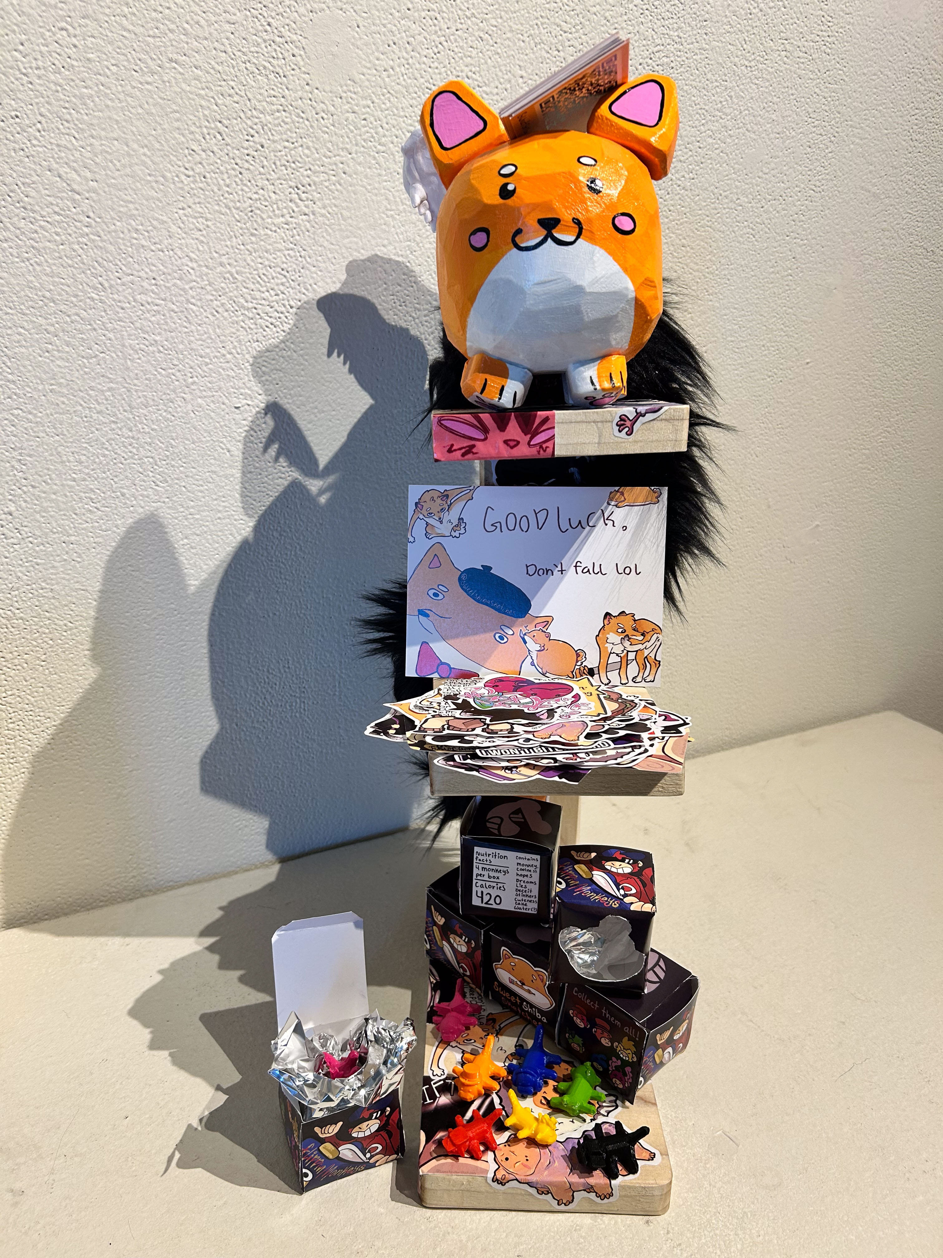 A display shelf for sweet shiba sketches, all hand made!