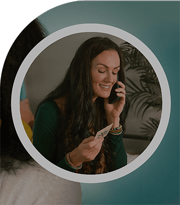 relaxed customer having a psychic reading via phone