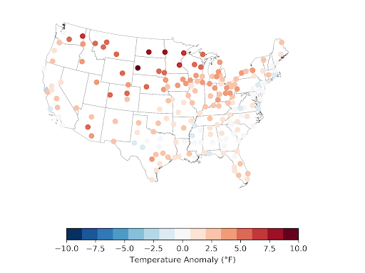 September 2024 US anomaly dot map