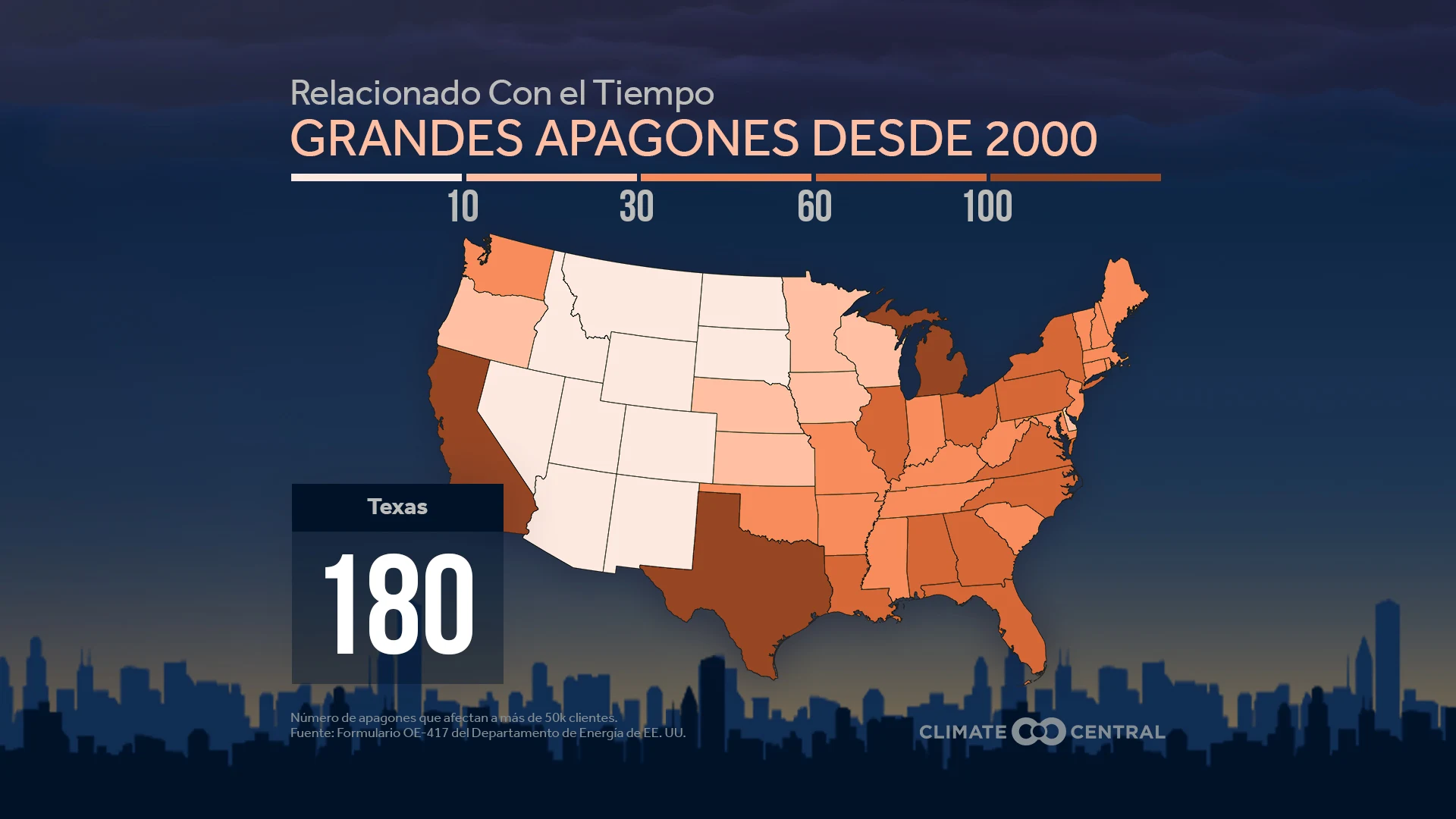 CM: Weather-related Outages by State (ES)