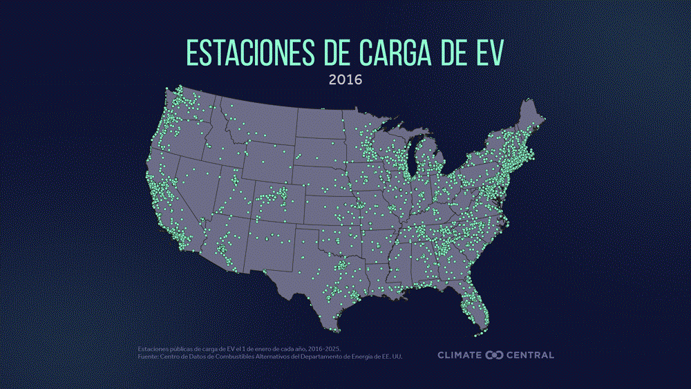 CM: 10-year growth in EV charging stations 2025 (ES)