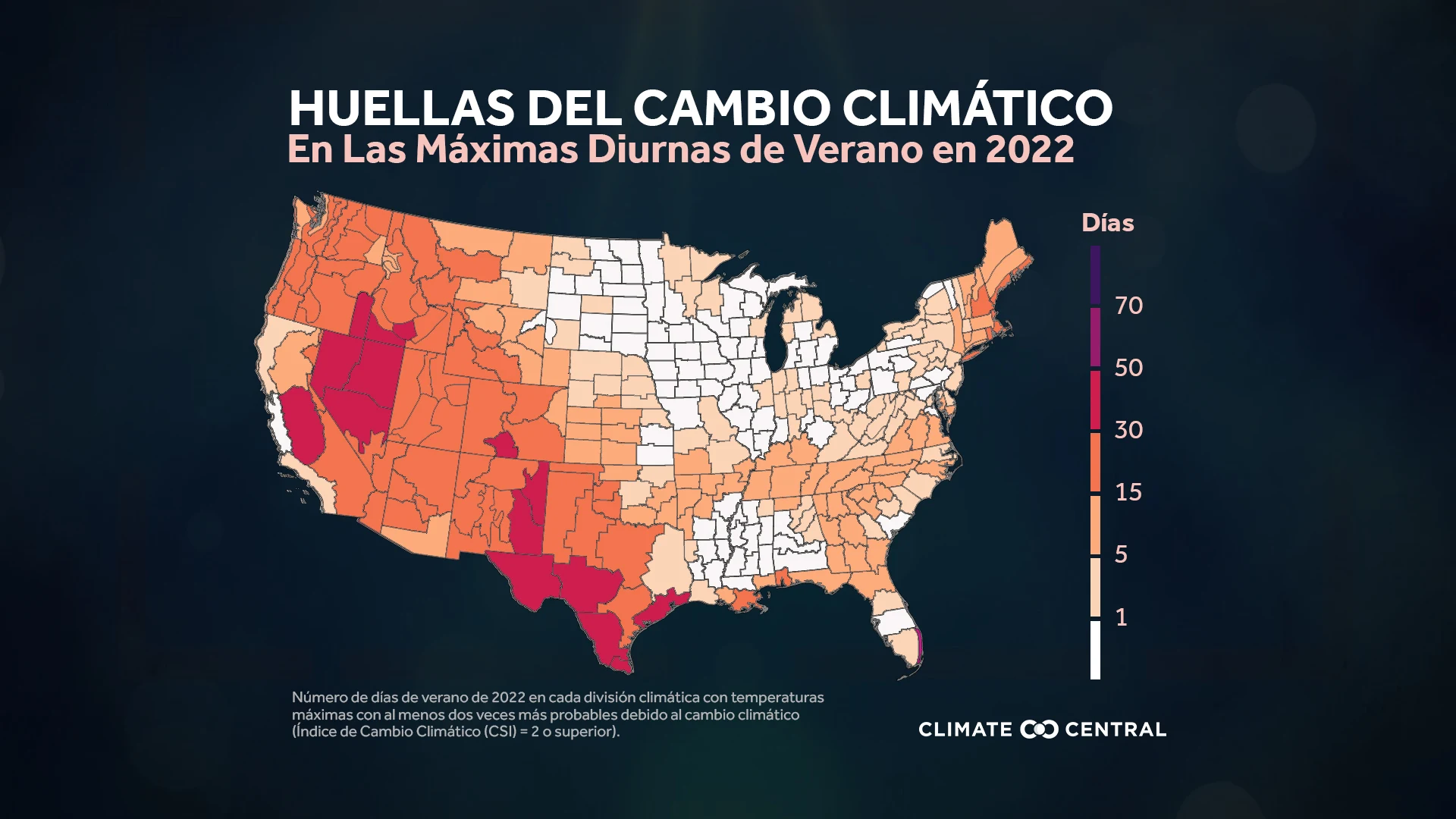 CM: Summer 2022 Days with maximum temperature CSI of 2+ (ES)