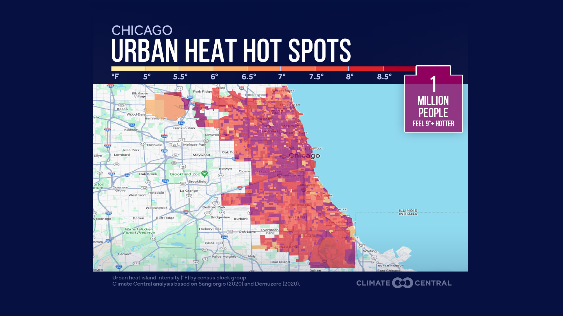 Urban Heat Hot Spots in 65 Cities | Climate Central