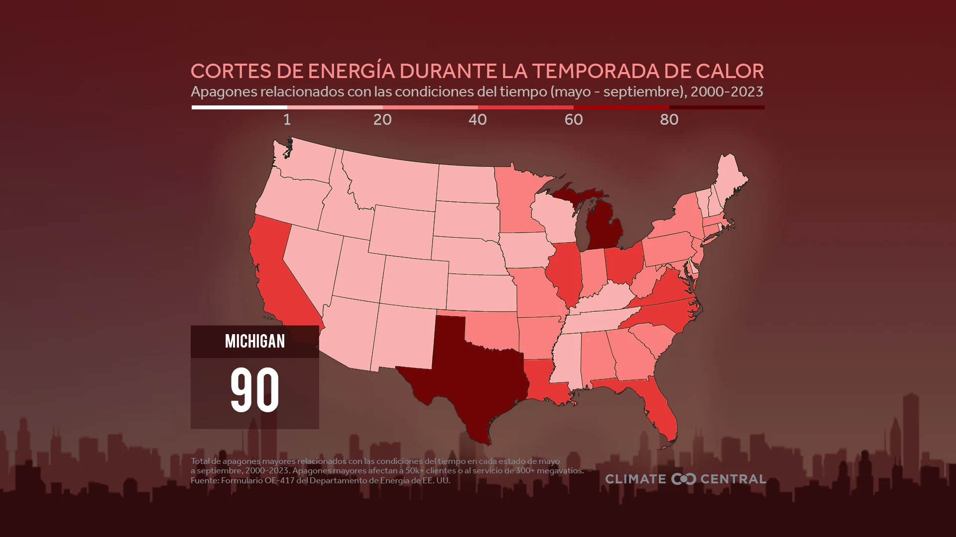 CM: Heat Season Power Outages by State 2024 (ES)