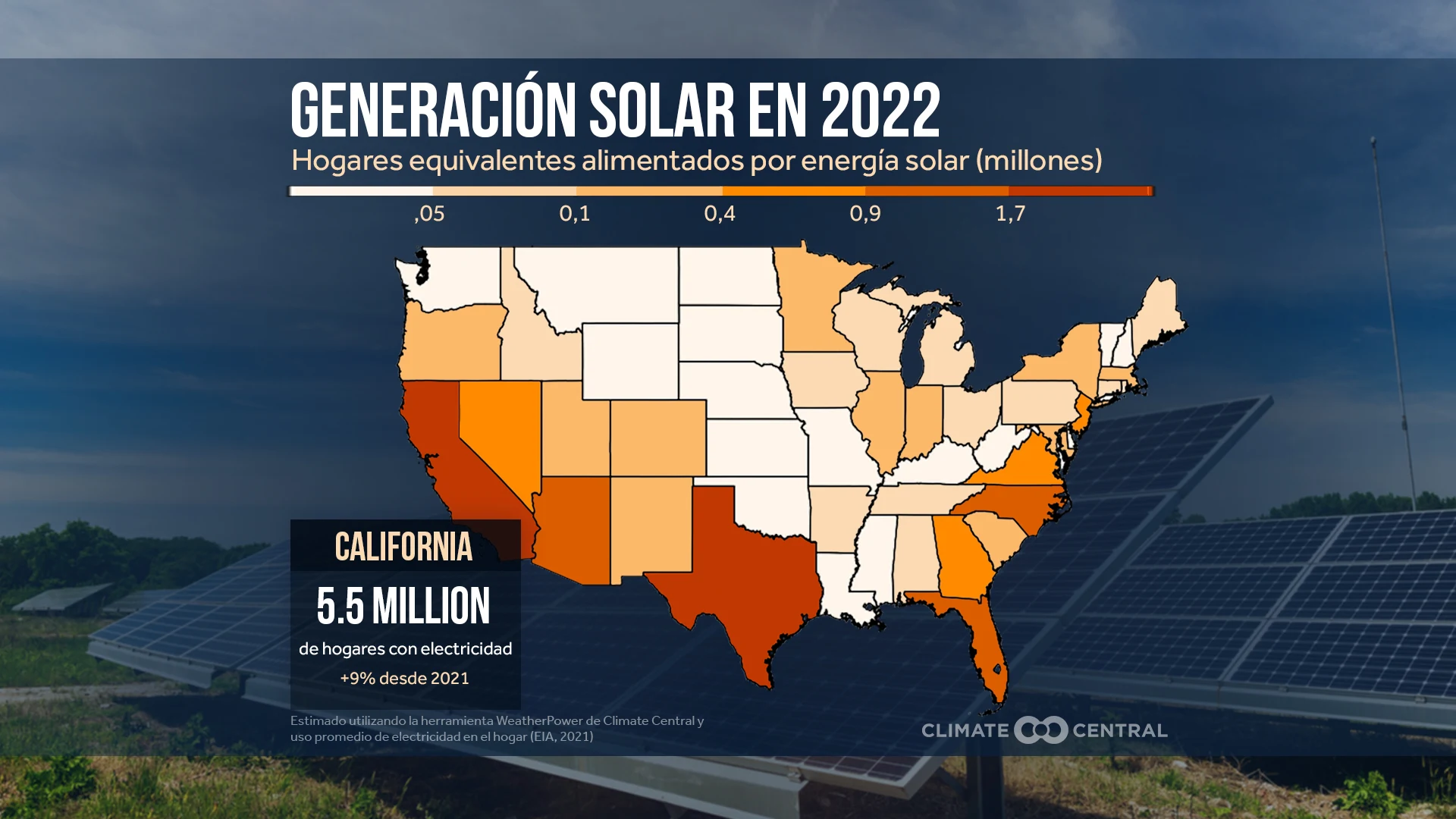 CM: Average Equivalent Homes Powered by Solar in 2022 (ES)