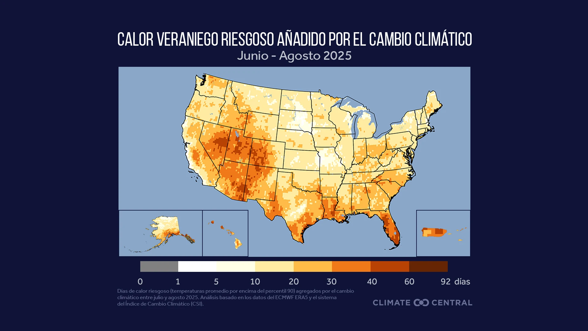 CM: Risky Heat Days Added By Climate Change 2025 (ES)