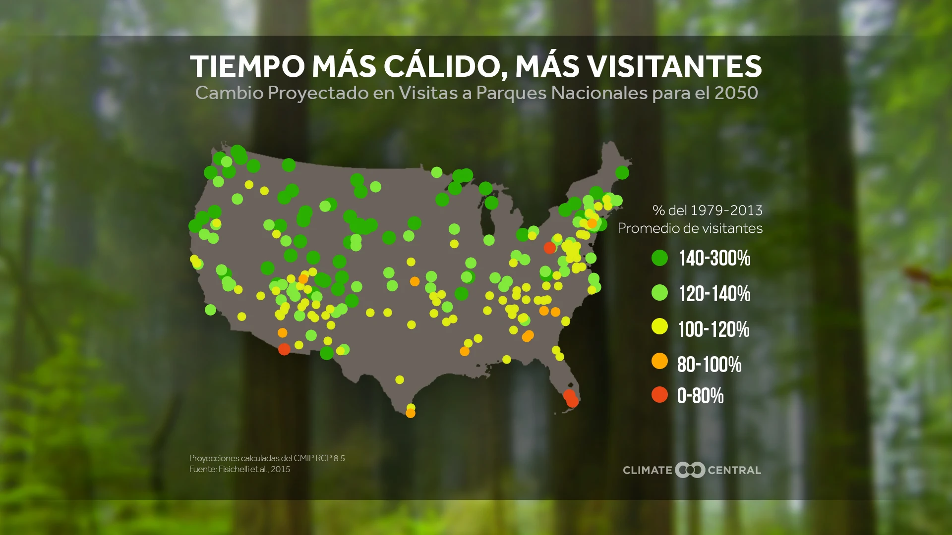 2016 map showing predicted increase in visitation