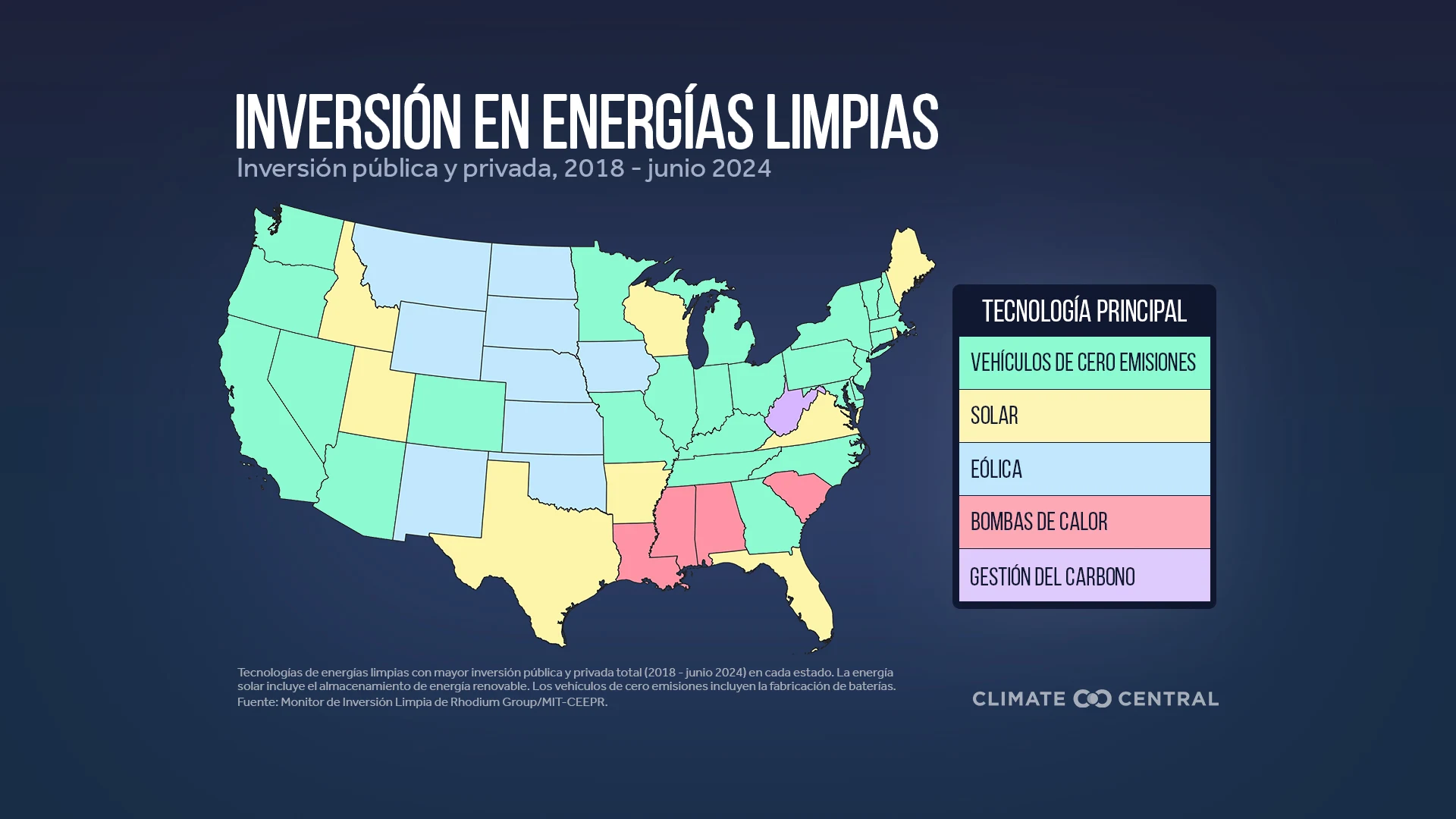 CM: Top Clean Energy Technology in Each State 2024 (ES)