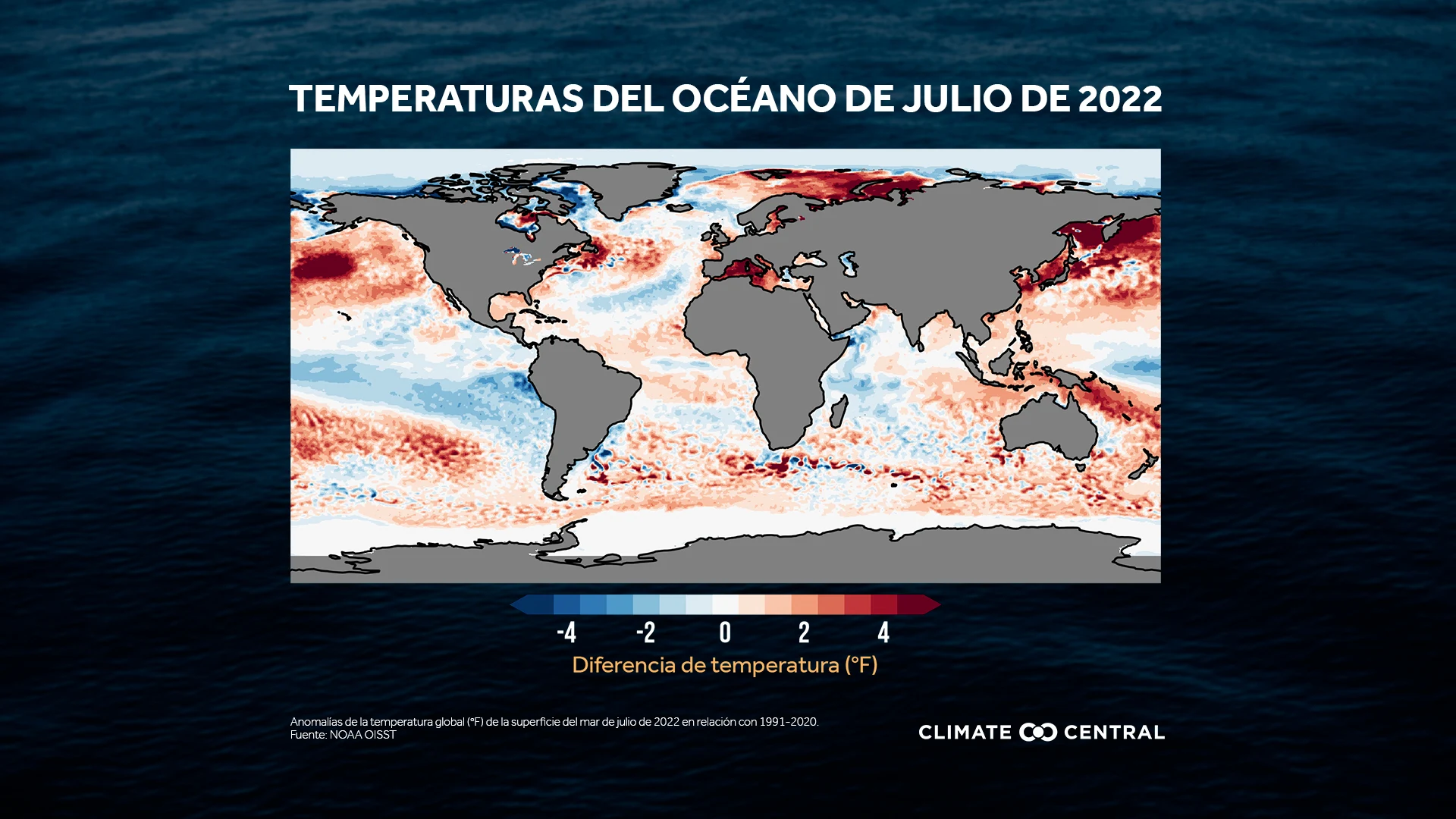 CM: Temperaturas del océano de julio de 2022