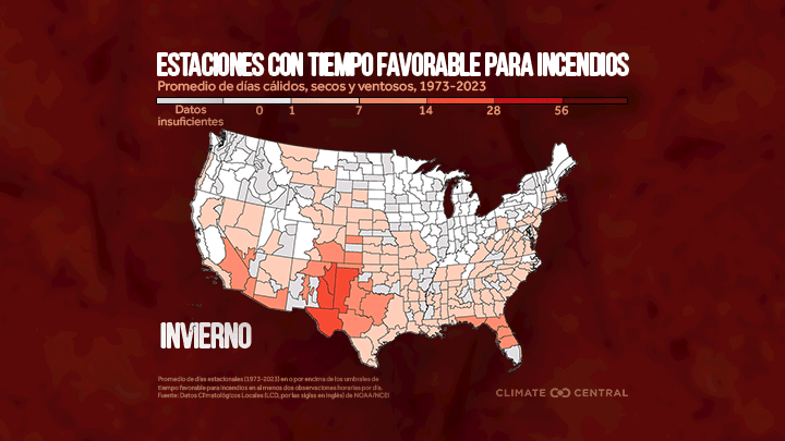CM: Average Fire Weather Days by Season 2024 (ES)