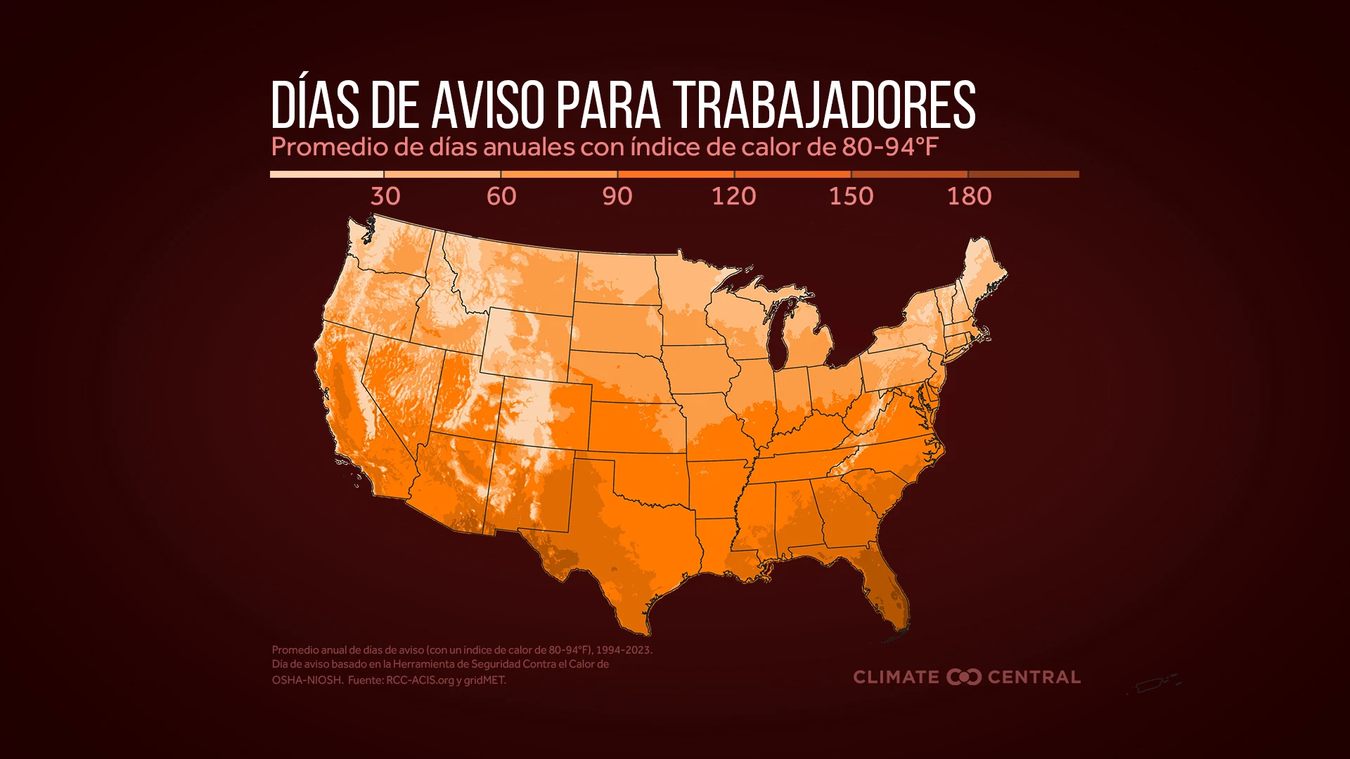 CM: Average Annual Warning Days 1994 to 2023 (ES)
