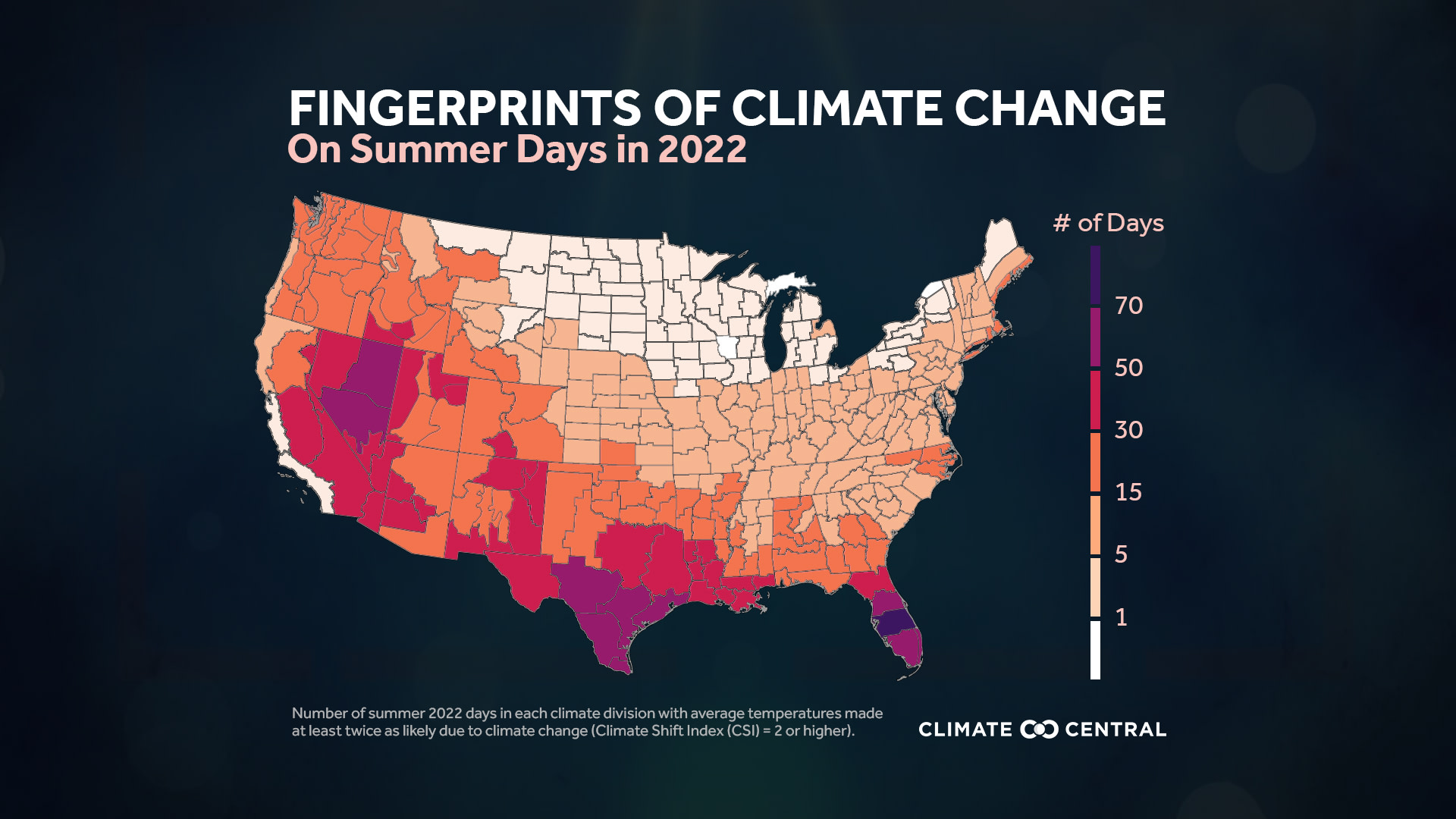 CM: Summer 2022 Days with average temperature CSI of 2+