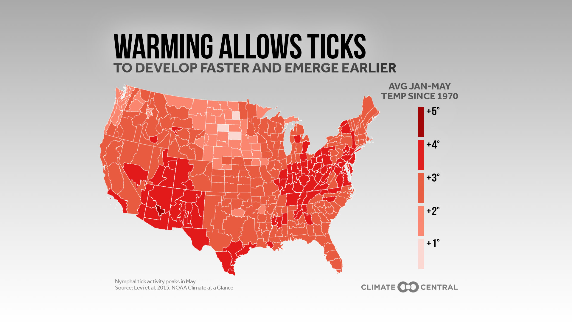 Change in January-May Average Temperatures - Hiking Hazards: Ticks and Poison Ivy