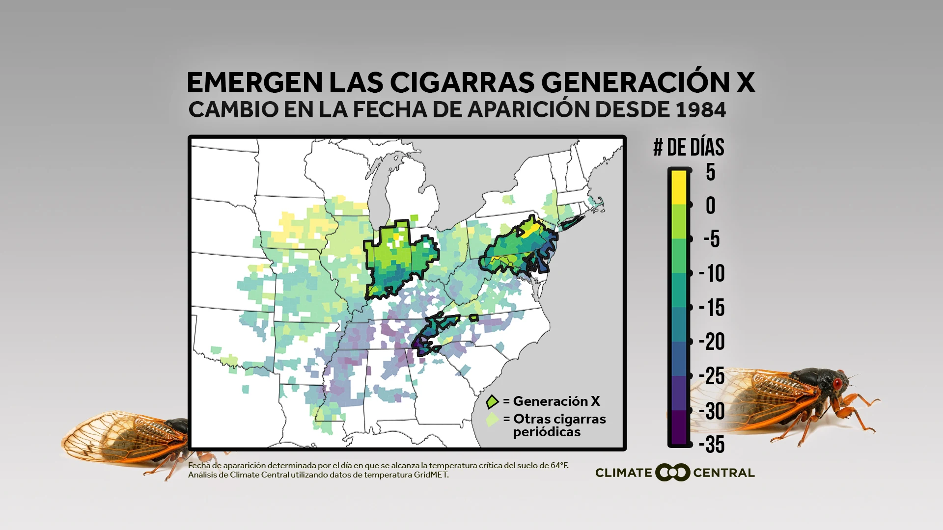 Mapa de fecha de aparición - Brood X Cicadas