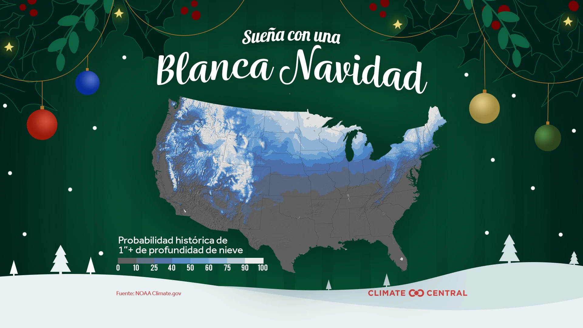 Mapa de Navidad Blanca - The Warming Twelve Days of Christmas