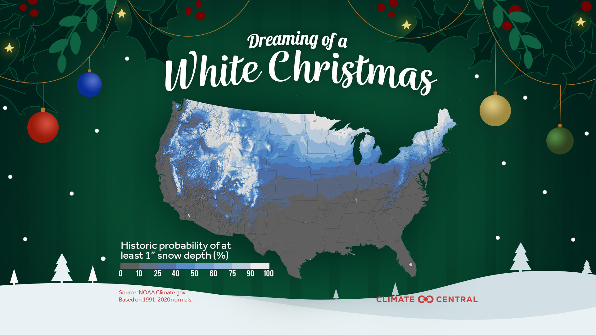 White Christmas Map - The Warming Twelve Days of Christmas