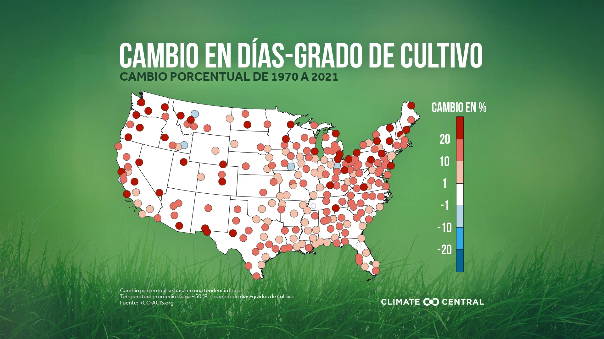 Cambio nacional en los días-grados de cultivo - Growing Degree Days
