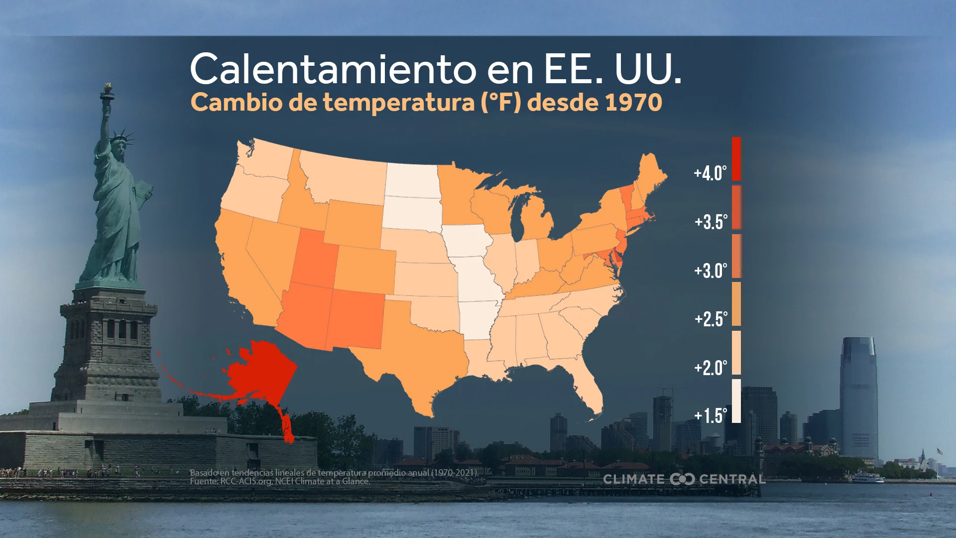 Calentamiento de EE. UU. desde 1970 - Earth Day: U.S. Warming Rankings