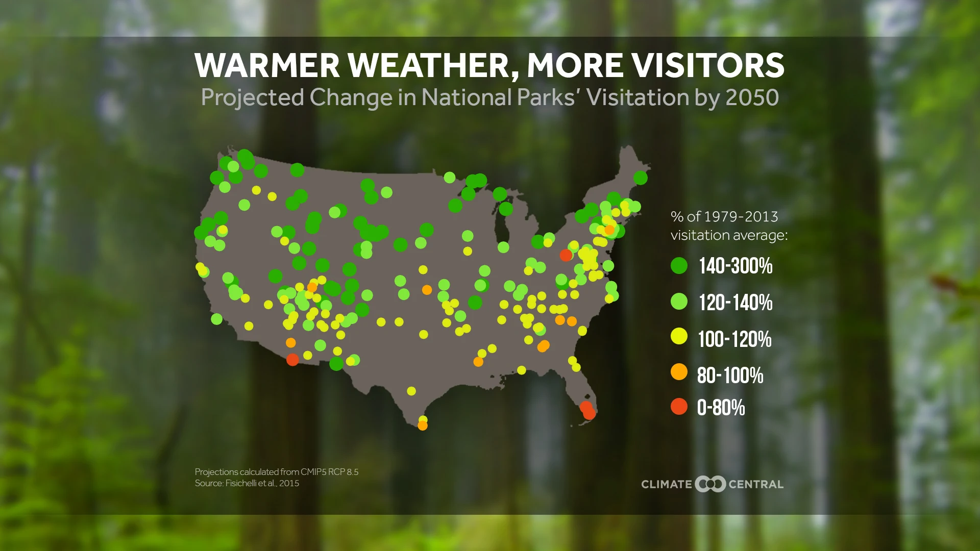 2016 map showing predicted increase in visitation