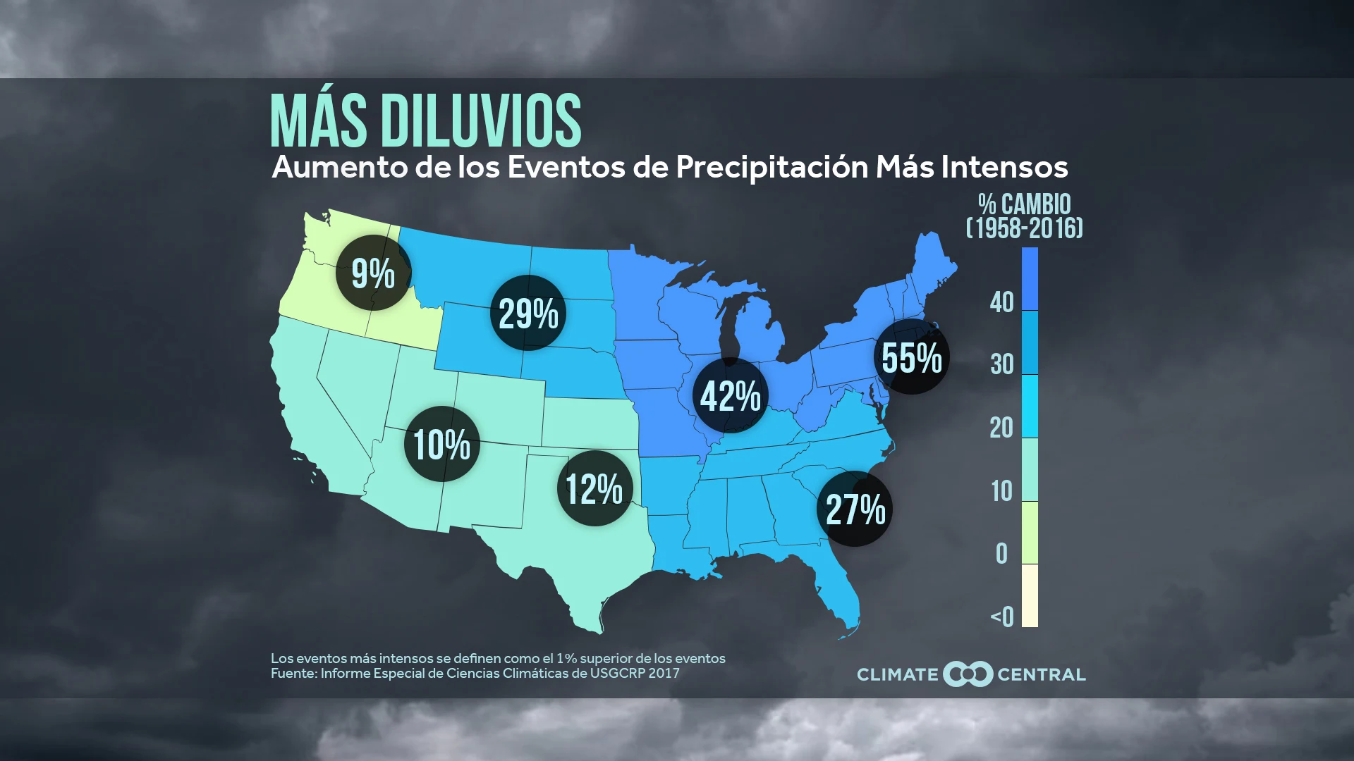 Incremento en lluvias intensas