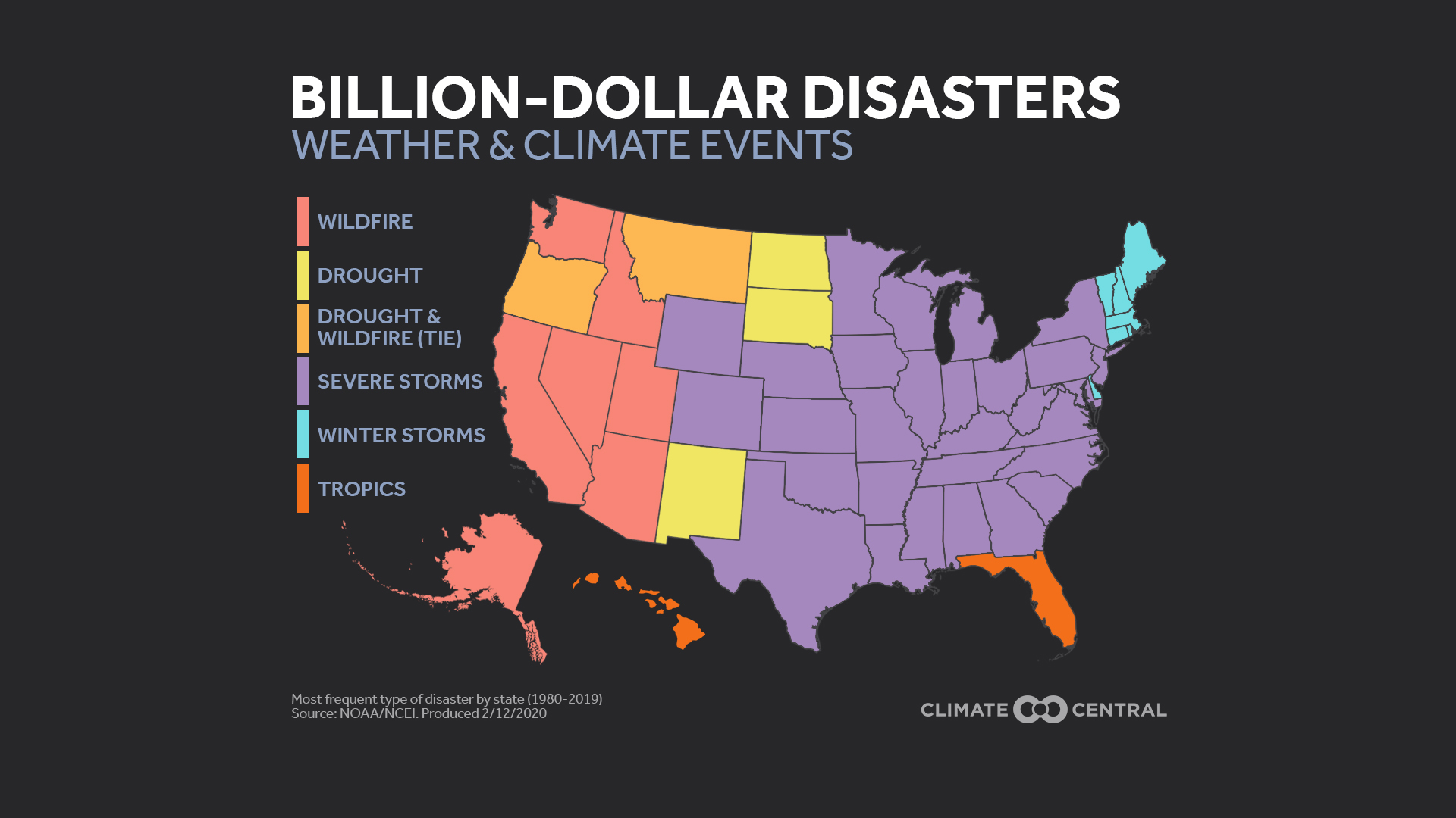 Billion-Dollar Disasters By Decade (2020) | Climate Central