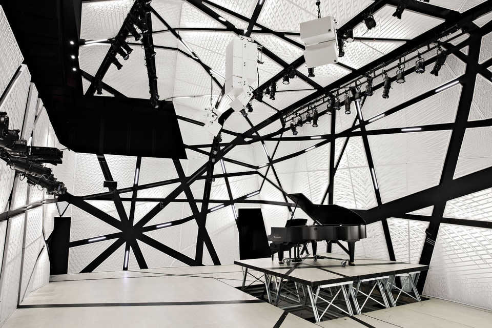 National Sawdust chamber music hall interior, designed by Bureau V, photography by Floto + Warner, The chamber music hall interior of the performance space National Sawdust, designed by Bureau V, located in Brooklyn, NY