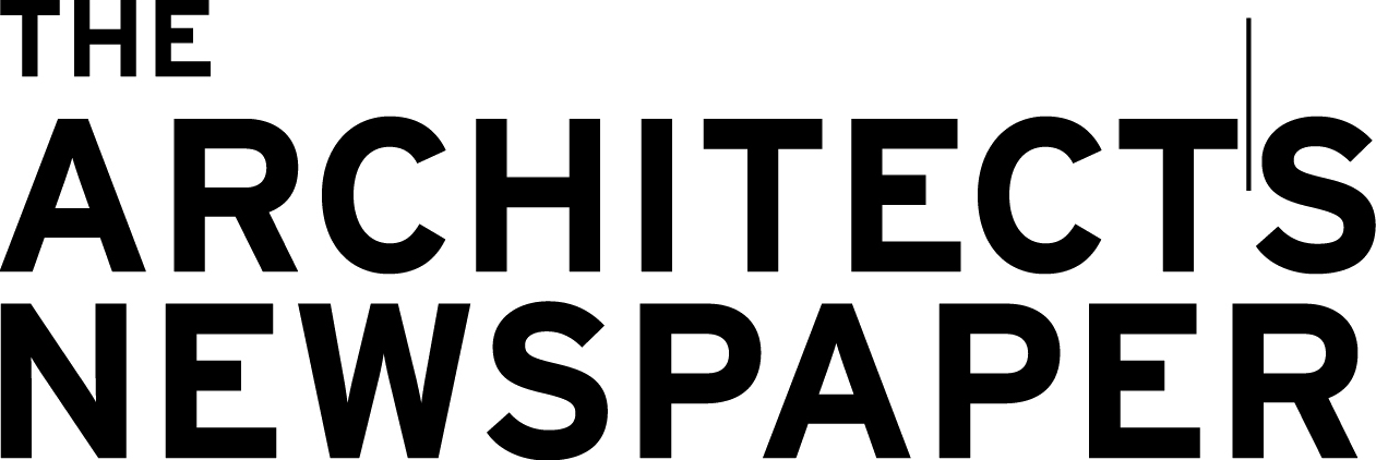 The Architects Newspaper wordmark stacked in bold black sans-serif type across two lines with a vertical rule accent
