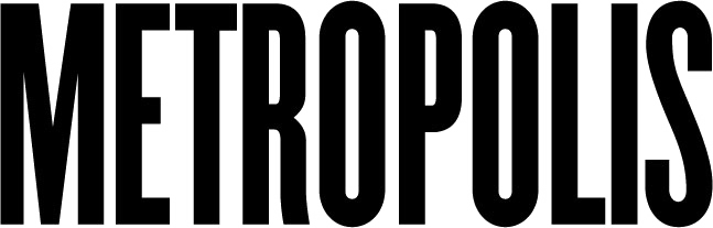 Metropolis magazine wordmark in black condensed sans-serif capitals