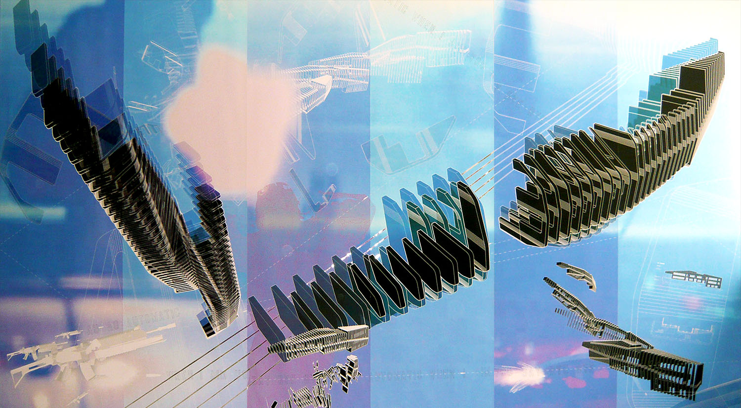 Drive by Shooting, large format, mixed-media architectural drawing, designed by Bureau V
