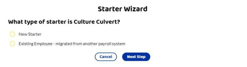 Starter wizard to declare the type of starter.